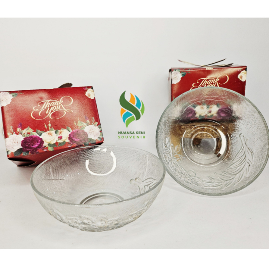 Souvenir Mangkok Kobokan Beling Bowl Sambal Kaca Jumbo Motif Polos Kemas Paper Box