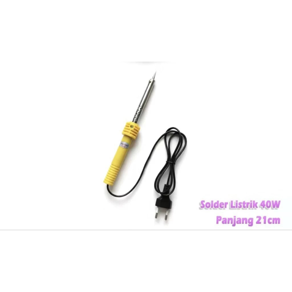 Solder Listrik 40W Panjang 21cm | Solder Timah Elektrik Ujung Tajam | Gagang Plastik / Kayu