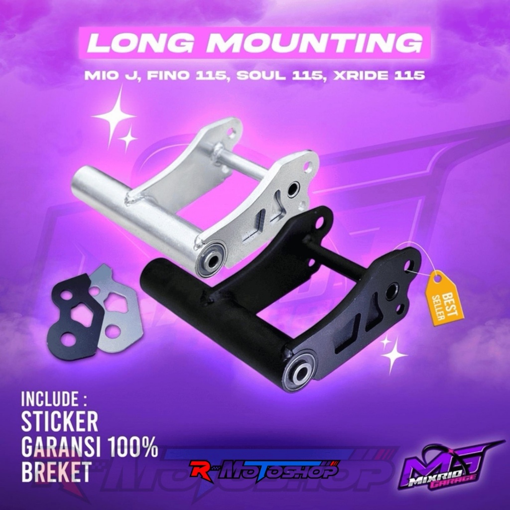 RMotoshop LONG MOUNTING MIO J,GT,SOUL GT 115,FINO 115, X RIDE 115 3CM,4CM,5CM Motorcycle