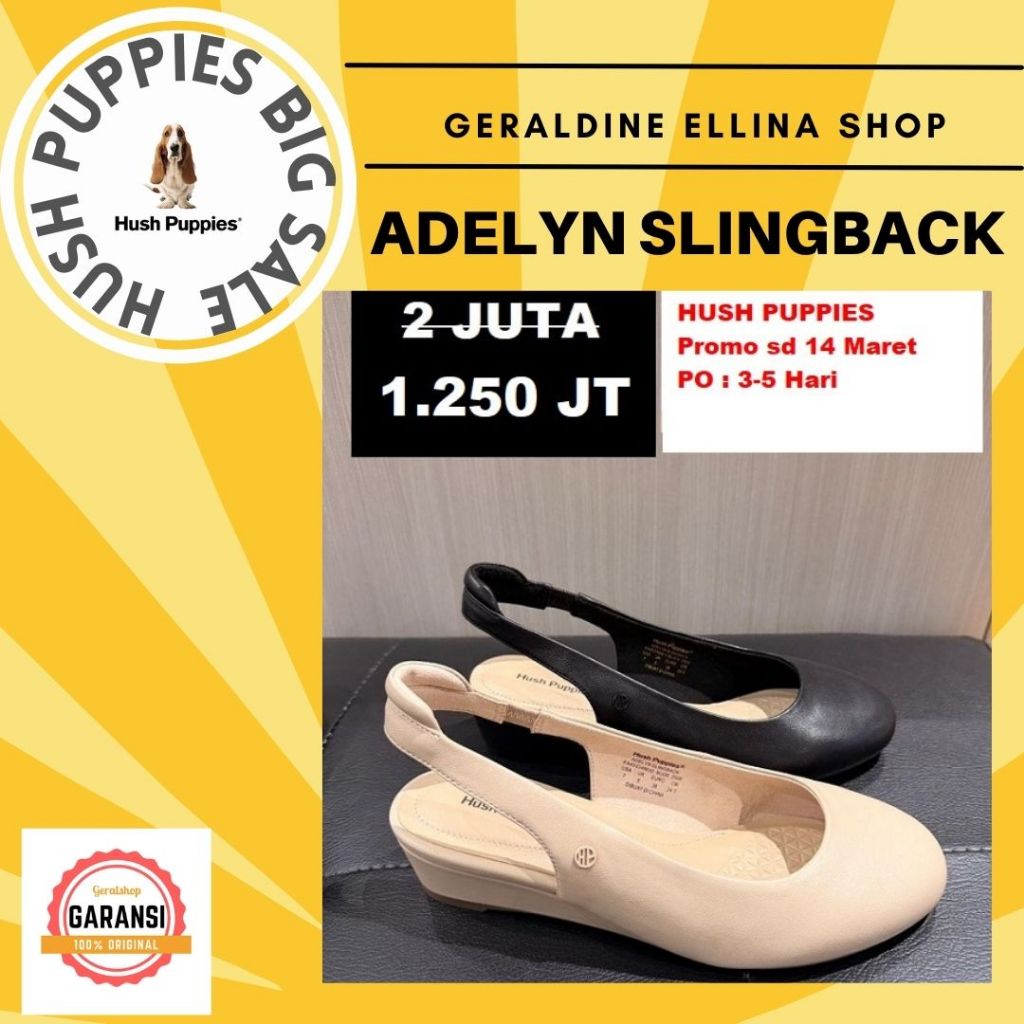 Sepatu Hush Puppies wedges wanita original SALE seri ADELYN SLINGBACK