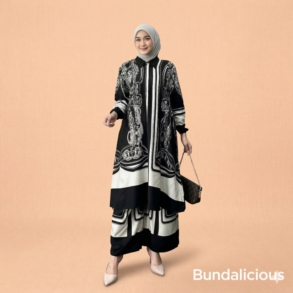 Bundalicious_Raya set tunik rayon motif/Tunik jumbo setelan