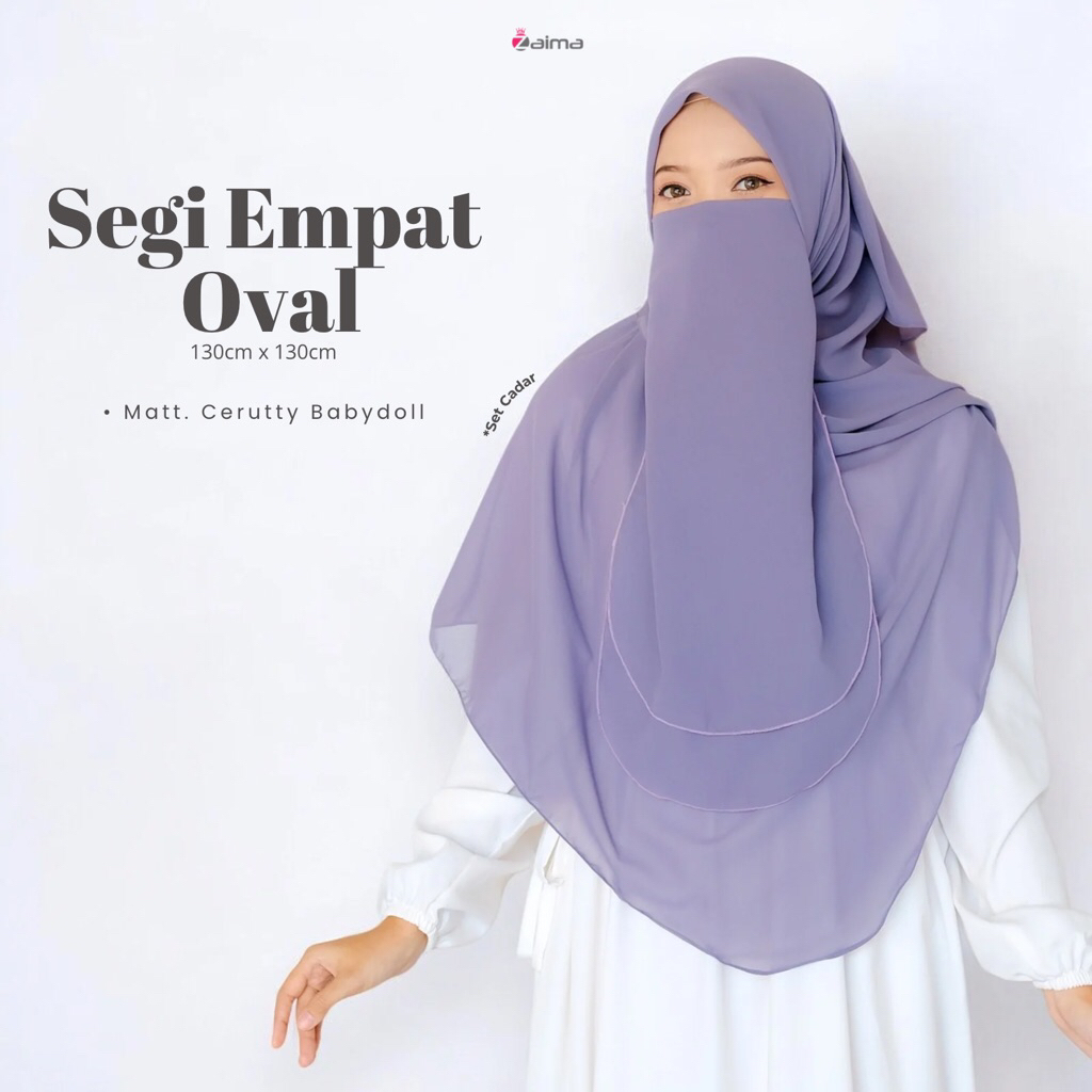 SET CADAR Segi Empat Oval Bawal Malay Curve Jumbo Syari Ceruty Babydoll 130x130 | Ayesha 130 Cadar