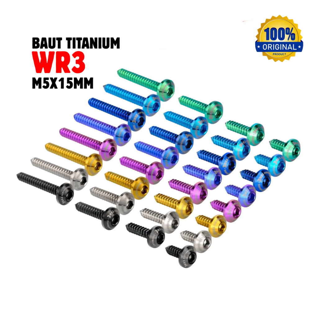 BAUT TITANIUM L WR3 ULIR CACING UKURAN M5 BAUT 8 KUNCI L4 UNTUK BODY FILTER UNIVERSAL