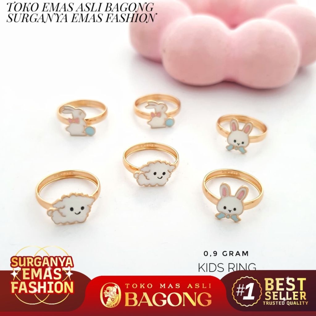 CINCIN FASHION ANAK KIDS RING KARAKTER VARIAN B YELLOWGOLD 17K/750 - ASLI BAGONG GOLD BAGONG EMAS