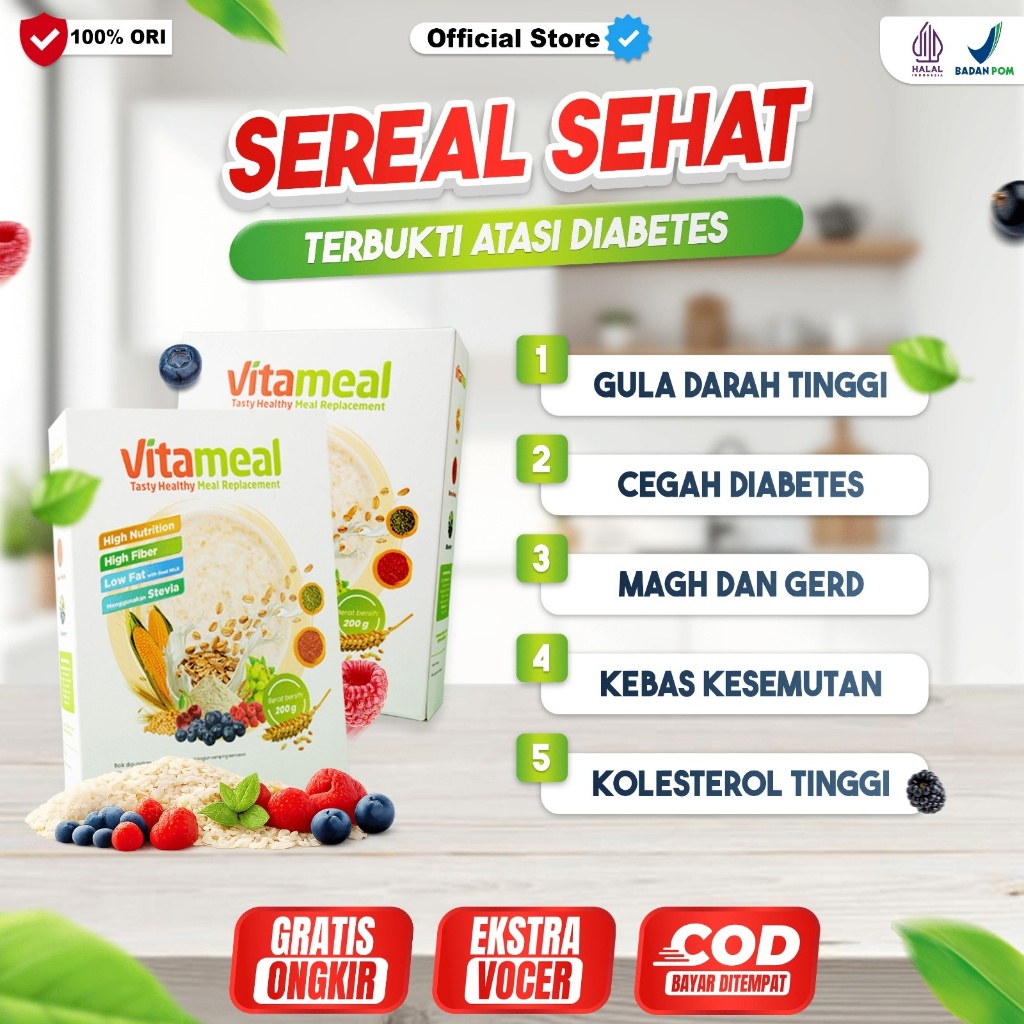 Vitameal Sereal Diet Sehat Ampuh Menurunkan Gula Darah Tinggi Menjaga Kadar Gula Stabil Mencegah Dia