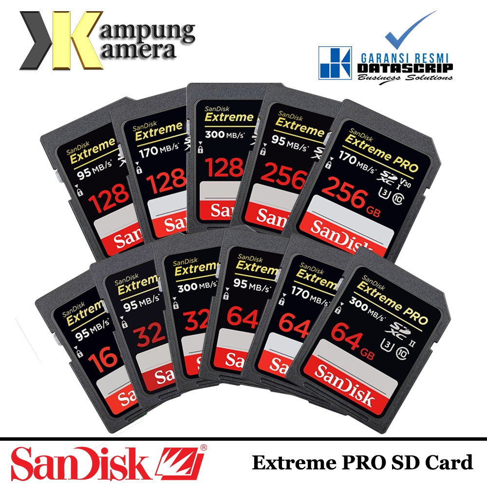 Sandisk Extreme Pro SDCard / SD Card Memory 128 256 512 Gb Garansi Datascrip