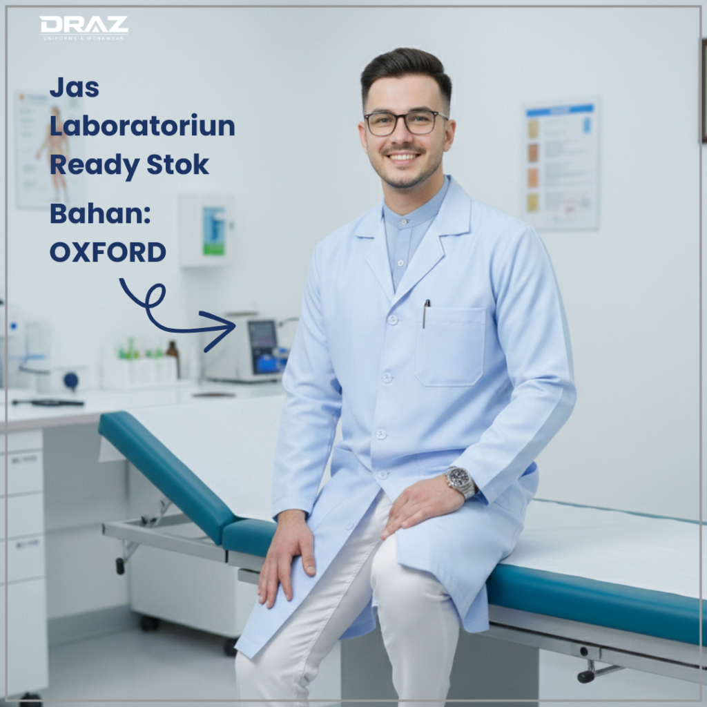 TOKODRAZ - Jas Lab, Jas Laboratorium Lengan Panjang Biru Muda Pria Wanita, Jas Laboratorium