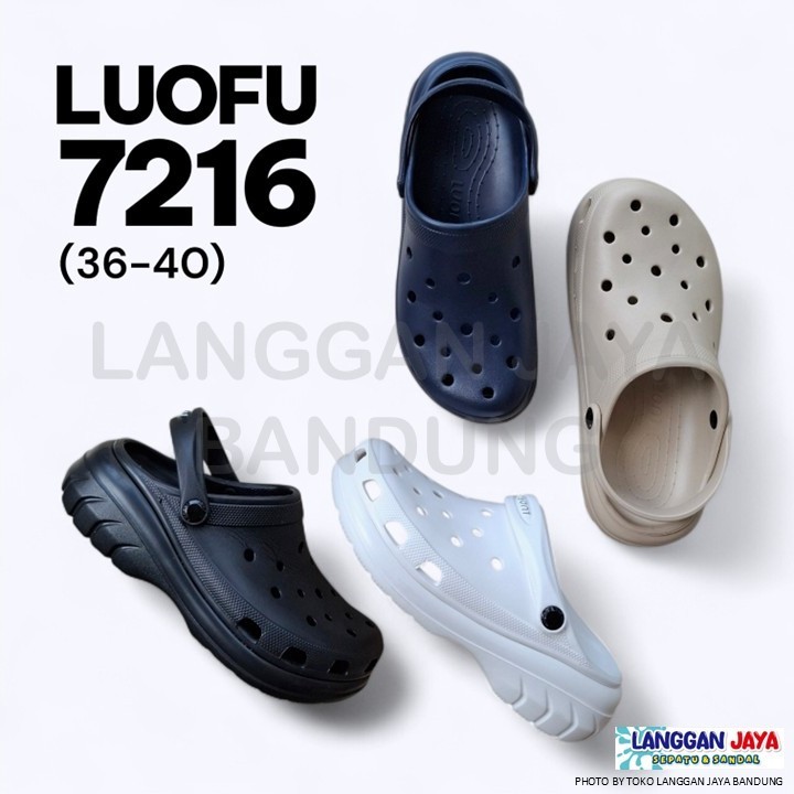 Sandal Karet Baim Clog Bakpau Wedges Wanita Impor Anti Licin Terbaru Viral LUOFU 7216 Bandung COD