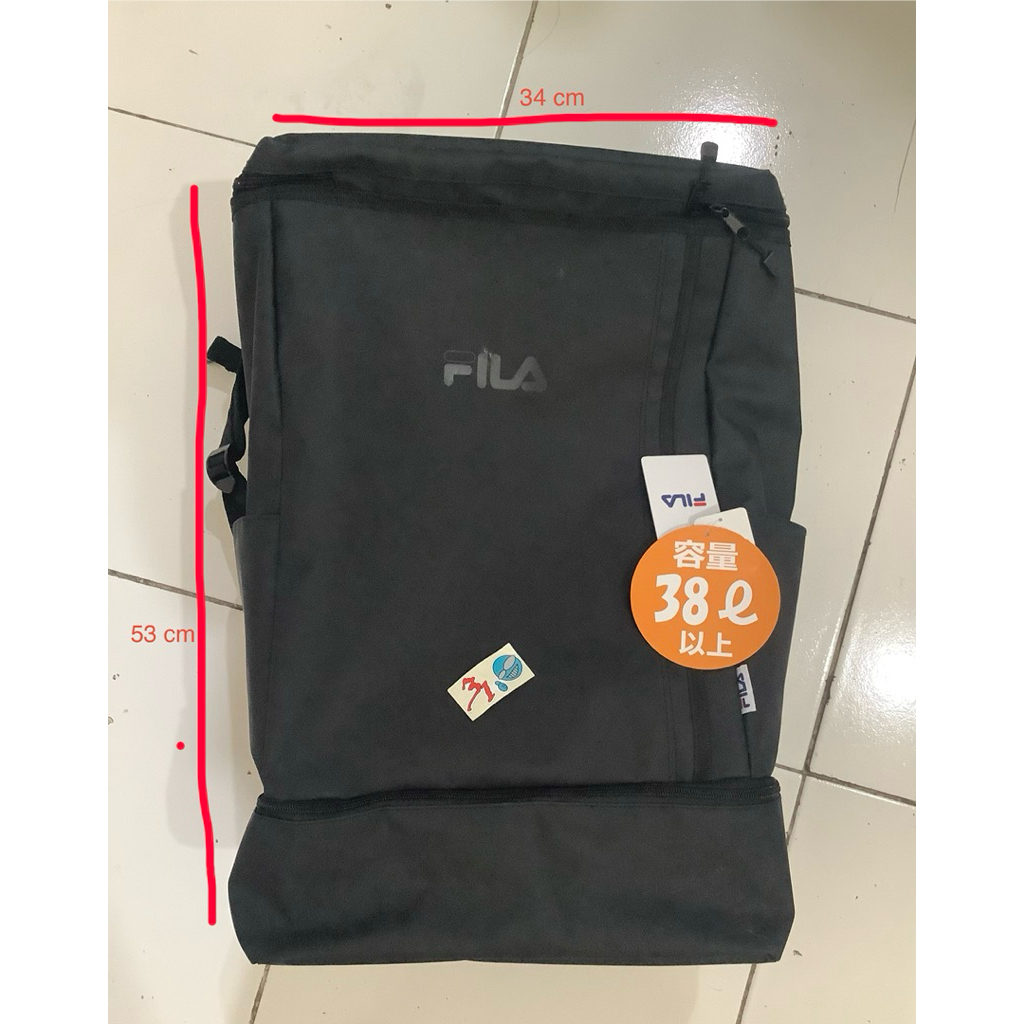 tas backpack hitam besar 38L FILA ORI beli di Jepang (53x34x20)