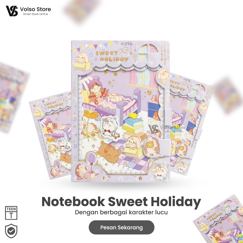 Buku Catatan Diary Magnet Karakter Lucu Premium Notebook Jurnal Kulit Aesthetic Anak Perempuan