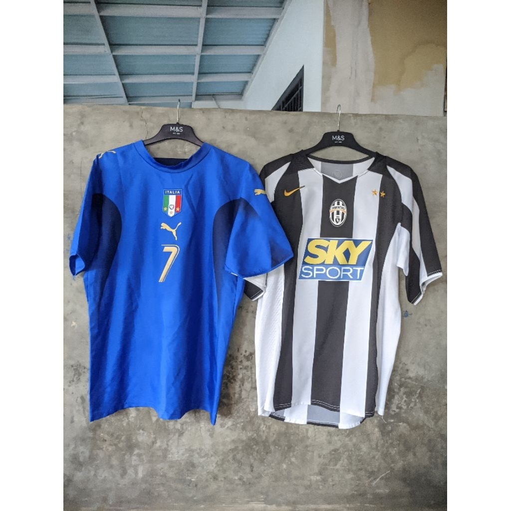 sepaket Jersey original Italy 2006 Juventus home 2004-2005 nameset del Piero Nedved retro vintage se