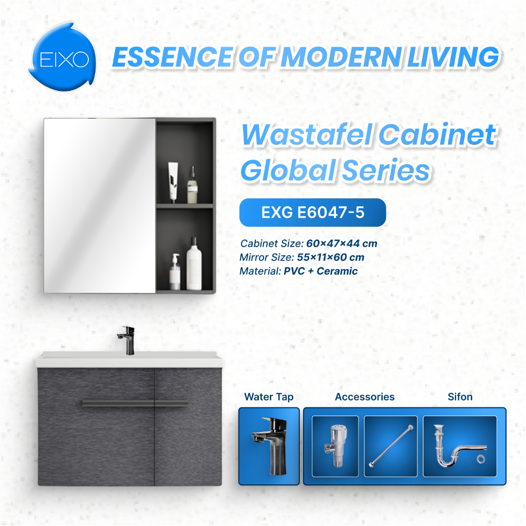 Wastafel Kabinet Keramik ABS Kamar Mandi EIXO Global EXG E6047