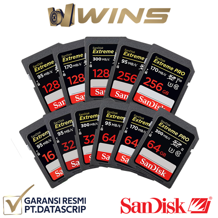 Sandisk Extreme Pro SDCard / SD Card Memory 128 256 512 Gb Garansi Datascrip