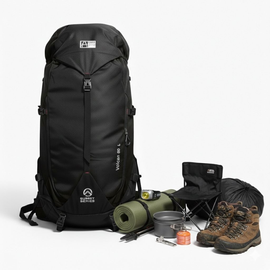 Tas Ransel Gunung Carrier 60 Liter Pakai Tulang besi Free Raincover