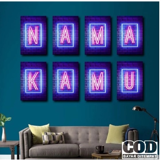 1 HARI JADI Pajangan Kamar Huruf Alfabet Neon Abjad Nama Aesthetic Hiasan Dinding Poster Dekorasi Wa