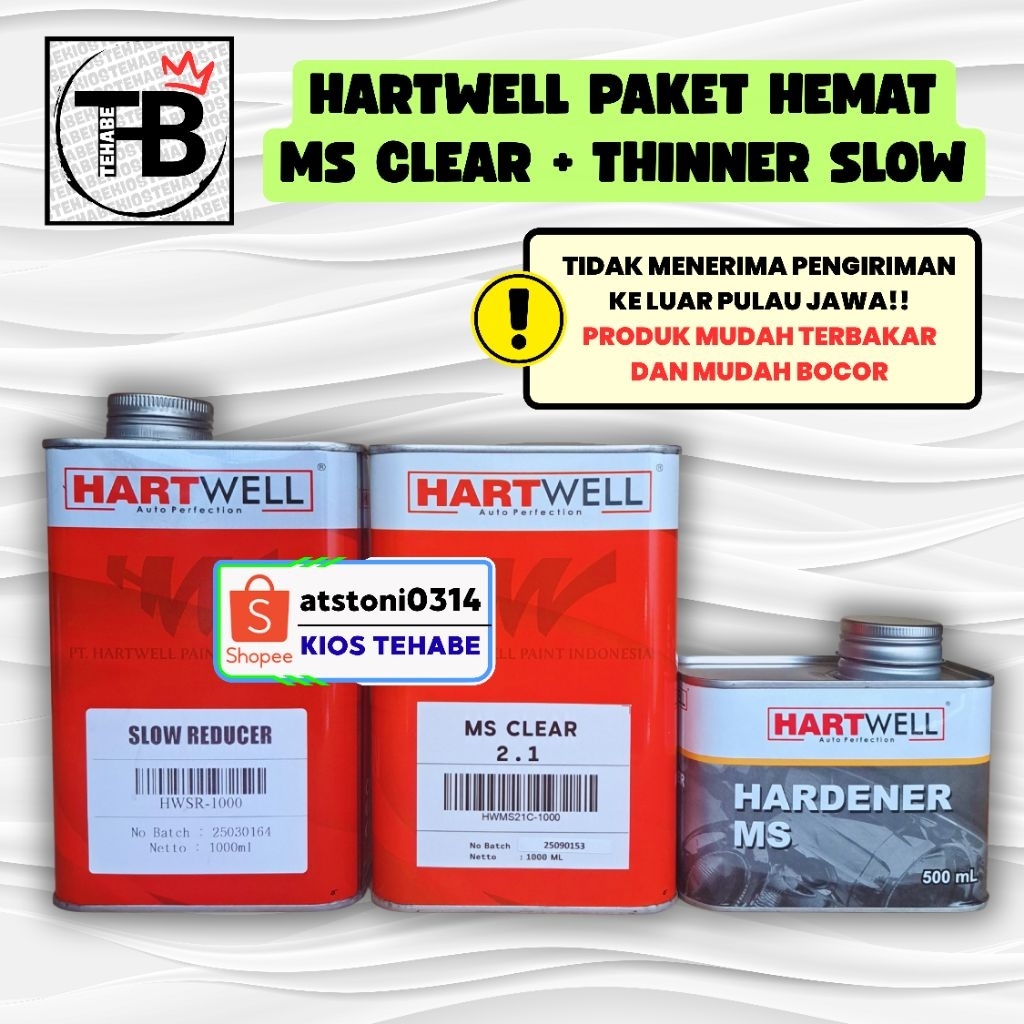 Hartwell Paket Clear Coating MS clear 2.1 + Thinner SLOW Reducer - Perawatan cat kendaraan mobil mot