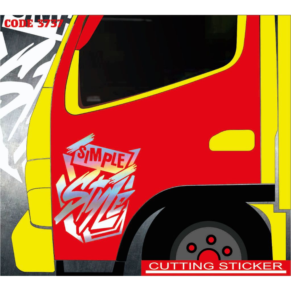 Cutting sticker stiker mobil pintu samping truck Canter code 3737
