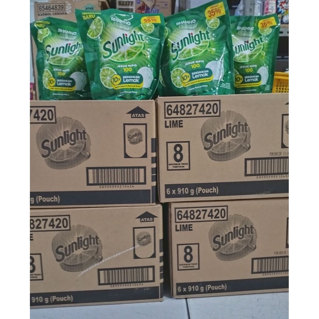 Sunlight sabun cuci piring jeruk nipis reffil 910ml 1karton isi 6pcs