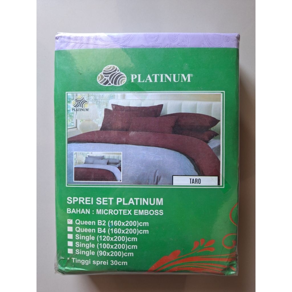 PRELOVED NEW SPREI SET SARUNG BANTAL SARUNG GULING MICROTEX EMBOSS PLATINUM 160CM X 200CM HADIAH GIF