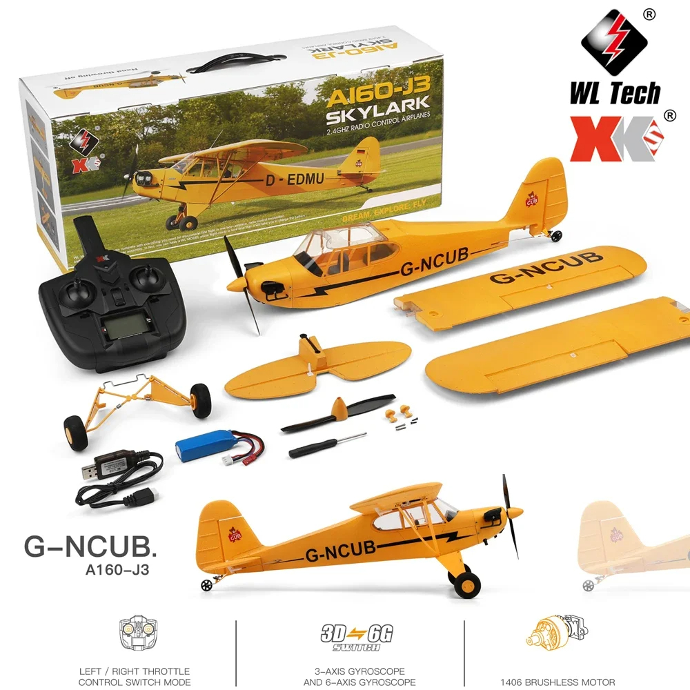 pesawat rc wltoys XK A160 J3 skylard brushless 5ch 3D/6G rc airplane