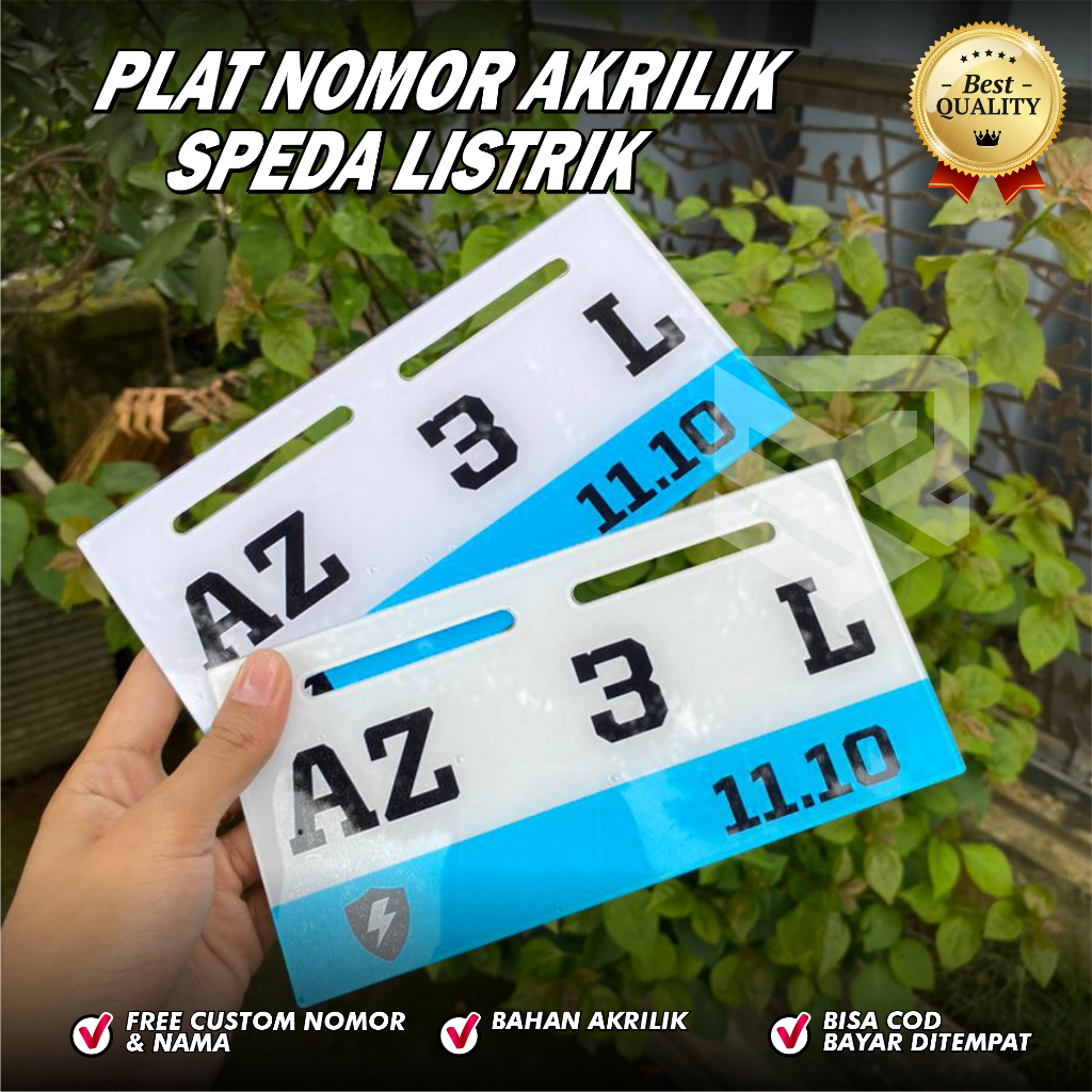 PLAT NOMOR SEPEDA LISTRIK UNIVERSAL - PLAT NOMOR SEPEDA LISTRIK BAHAN AKRILIK