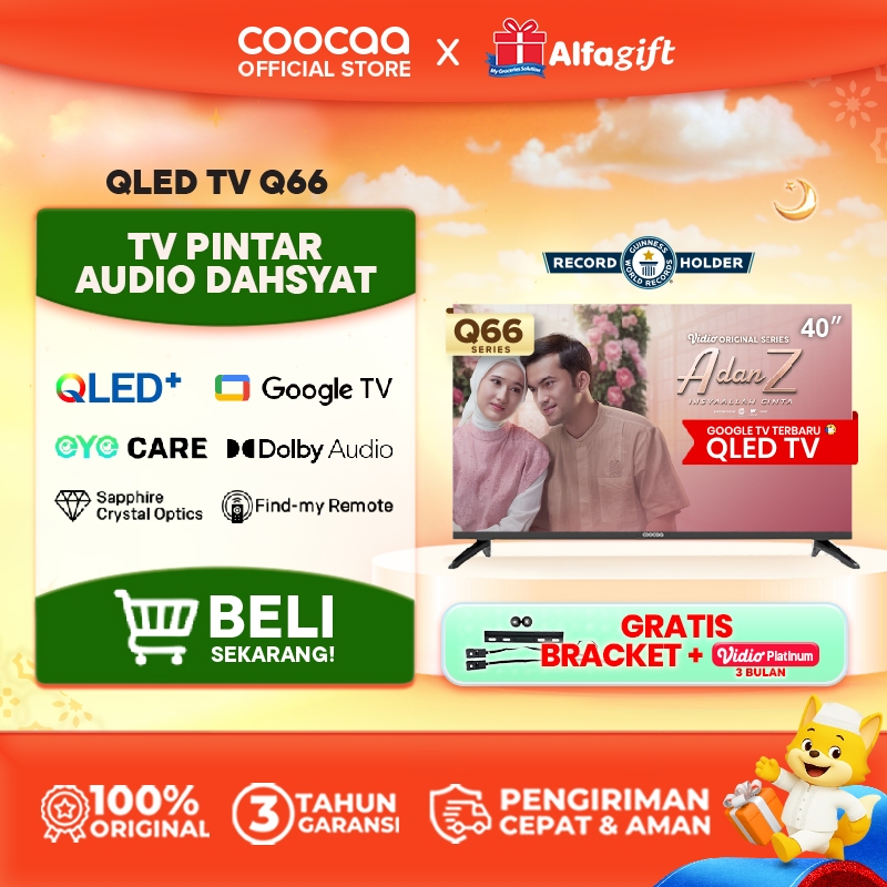 TERBARU COOCAA TV 40 inch Q66 - 2K QLED - Google TV - Sapphire Crystal Optics - HDR10/HLG - Eye Care