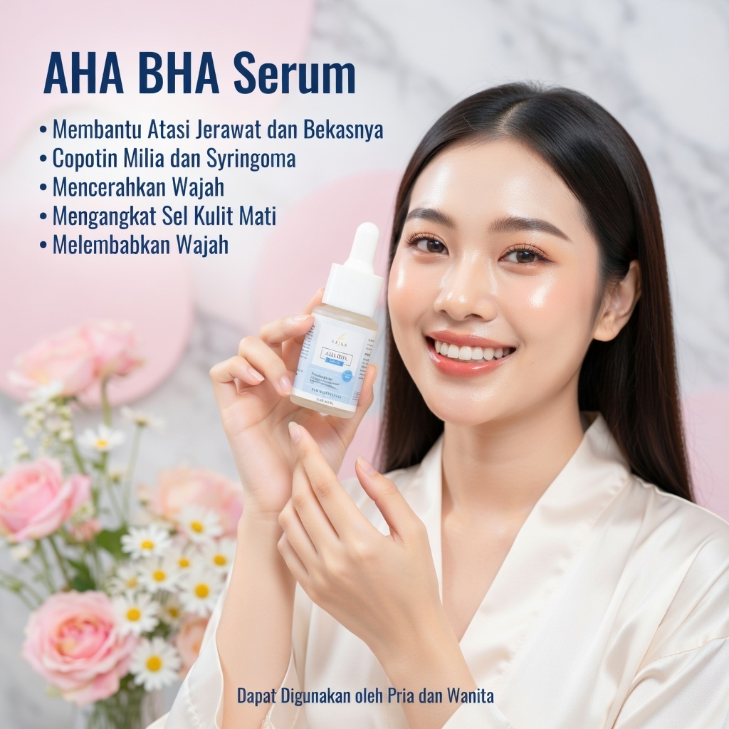 Leika Skincare Serum AHA BHA penghilang jerawat penghilang Bekas Jerawat penghilang Milia di bawah m