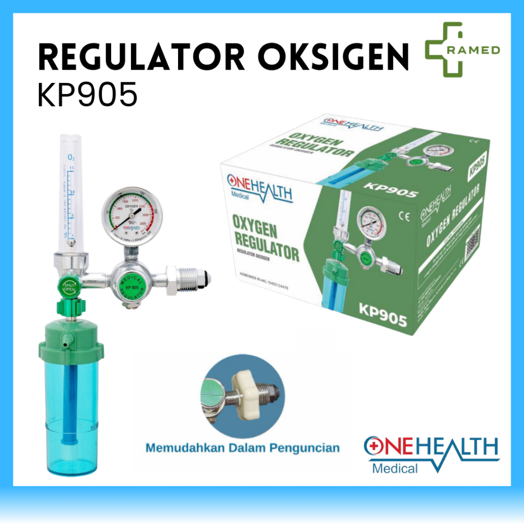Regulator Oksigen Onehealth / Oxygen Regulator KP905 / Regulator Tabung Oksigen Medis Untuk Semua Uk