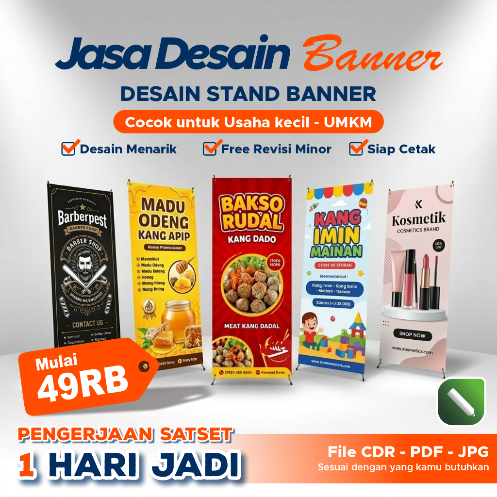 Jasa Desain X Banner / Stand Banner | Desain Banner Promosi Toko, Booth UMKM, Makanan Minuman Siap C