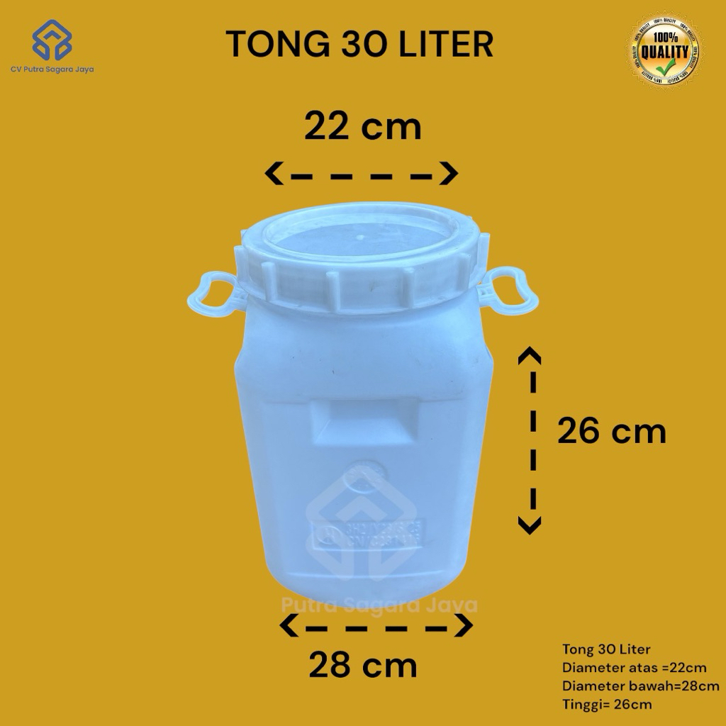 Tong drum 30 Liter warna putih bahan plastik kuat