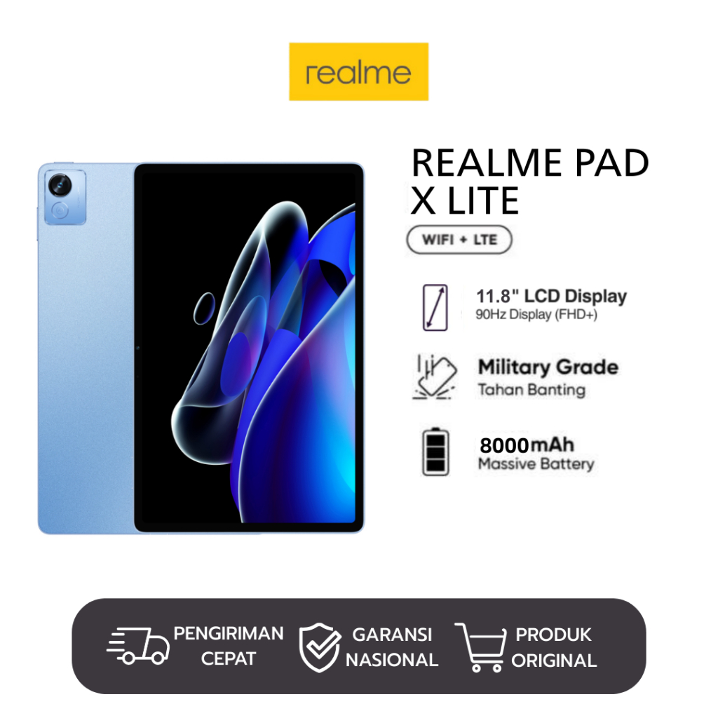 Realme Pad X LITE Andriod Tablet Snapdragon 865 16GB + 512GB 10.1 Inch | Dual SIM WiFi 2.4/5G