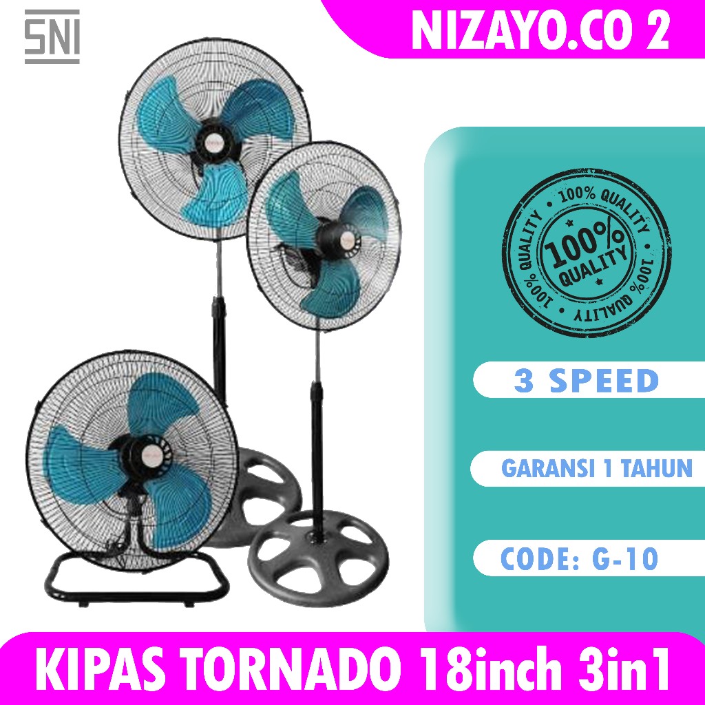 Kipas Angin 18 Inch Tornado N Plus 3in1 – Stand Fan + Wall Fan + Desk Fan – Angin Besar