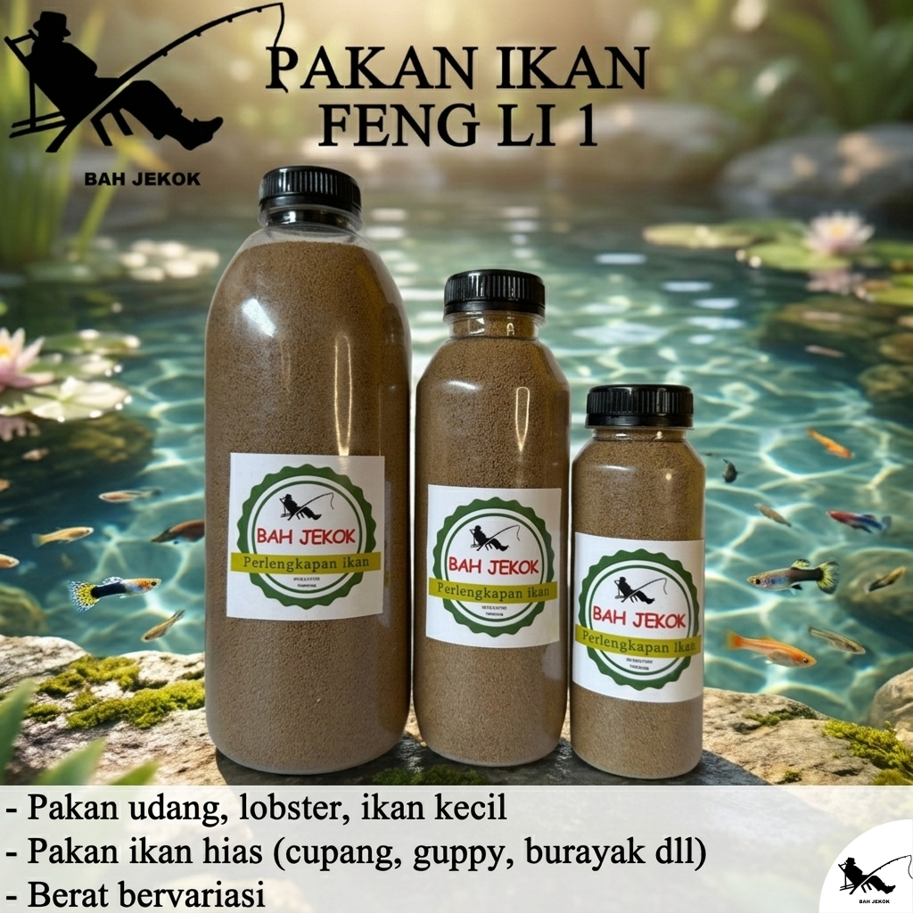 Pelet Feng li 1 Umpan Pakan Ikan & Udang Akuarium Bibit Burayak Cupang Koi Guppy (50gr - 600gr).