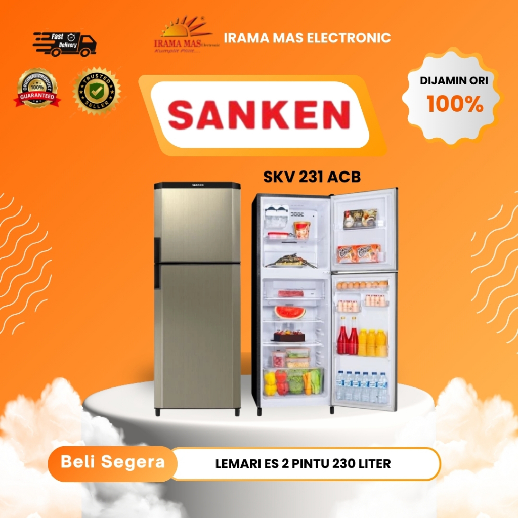 KULKAS SANKEN SKV 231, 2 PINTU KAPASITAS 230 LITER
