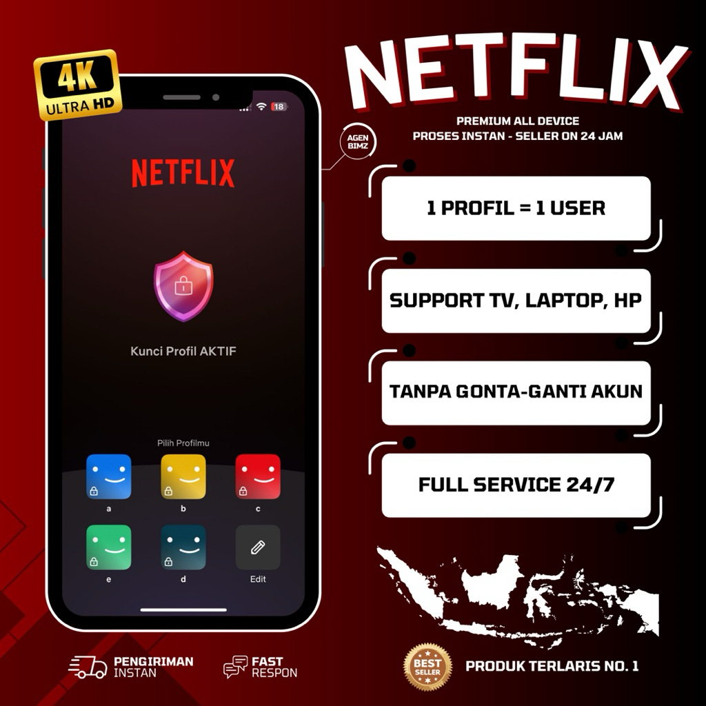 NETFLIX Private Profil 1 Bulan VIP
