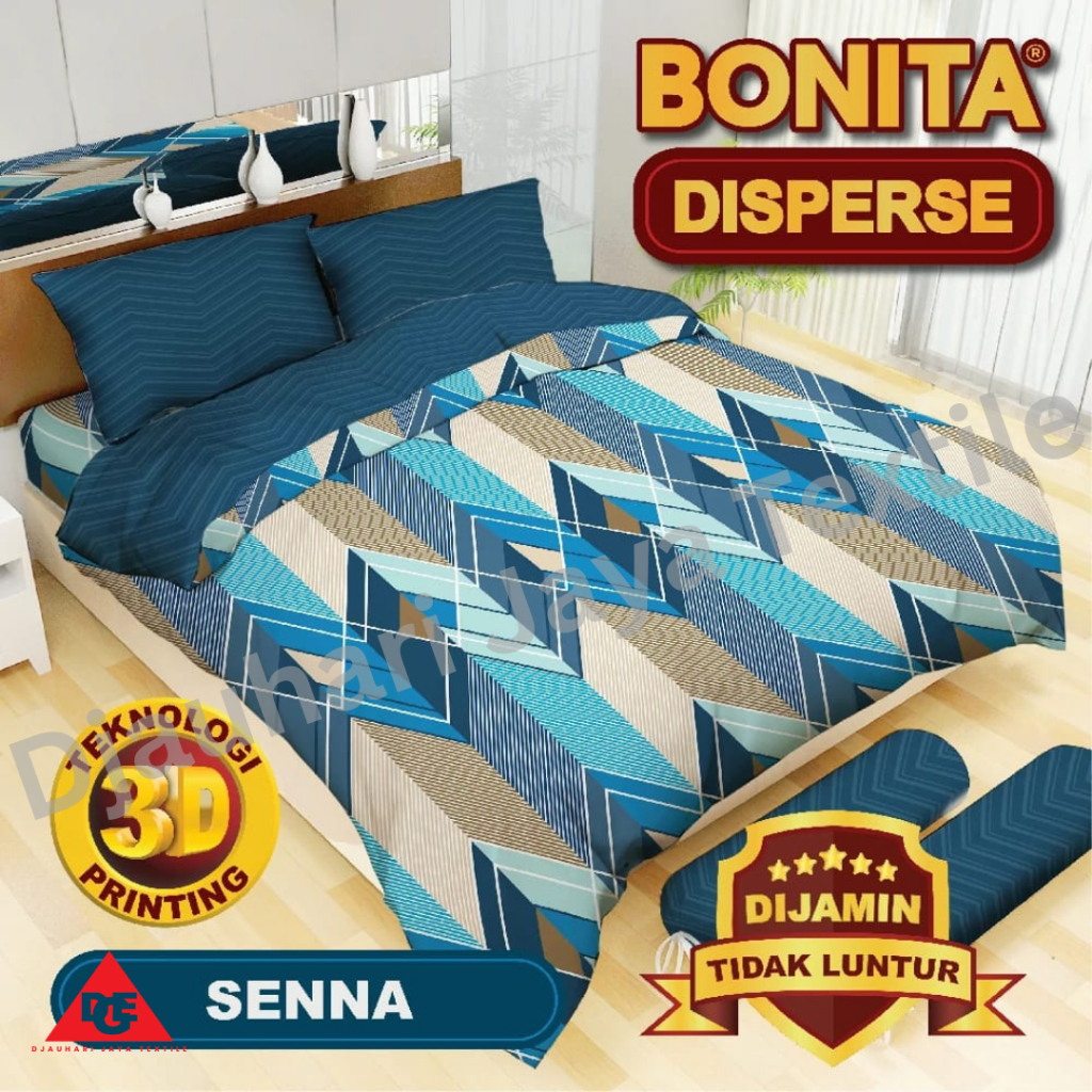 Bedcover Bonita Set Fitted Ukuran 160x200 cm & 180x200cm Double Karet Anti Slip