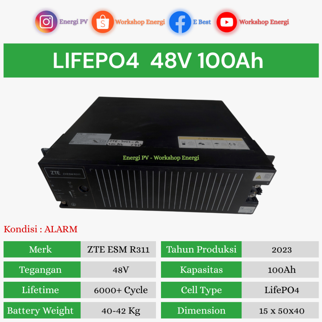 Baterai LiFePO4 48V 100Ah ZTE