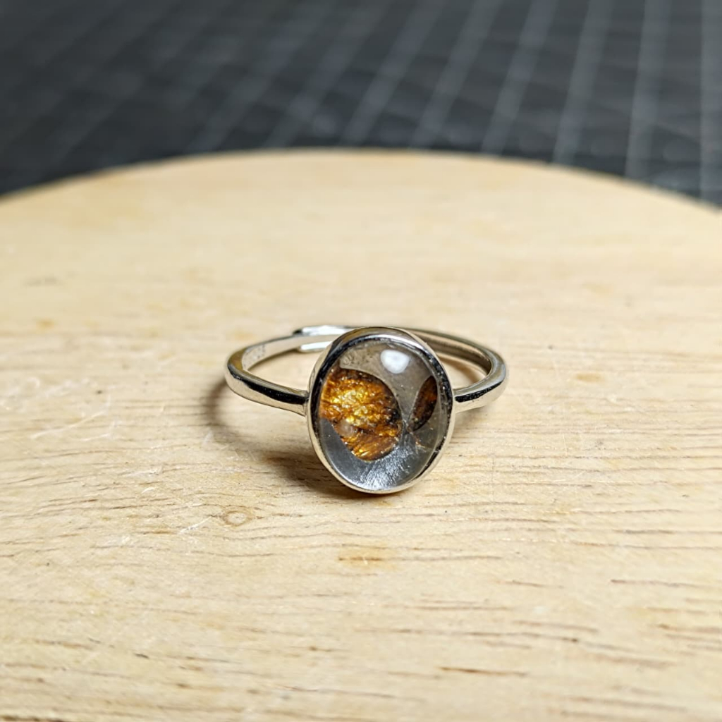 Natural Cincin Ring S925 Pallasite kenya Sericho Olive Meteorite Tipe 2  (2)