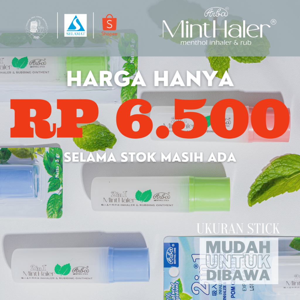 menthol MintHaler arba Stick 3gr - inhaler dan obat gosok