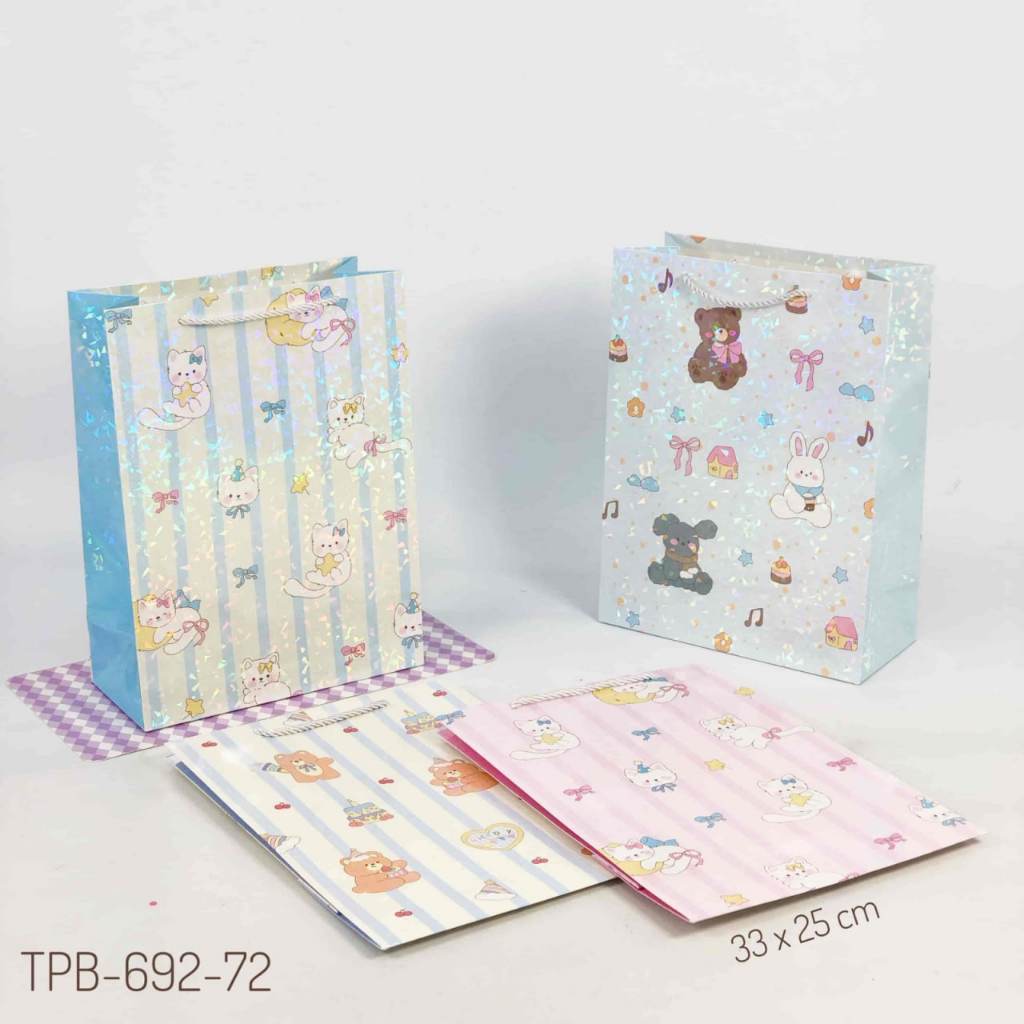TPB 692-72 - ISI 12 TAS PAPERBAG PORTRAIT MEDIUM UK 33X25X11.5CM MTF ANIMAL KOMB HOLO MIX W