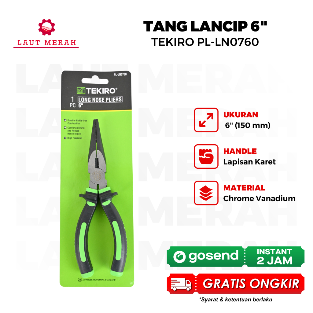 TEKIRO long nose pliers tang lancip 6inch ORIGINAL
