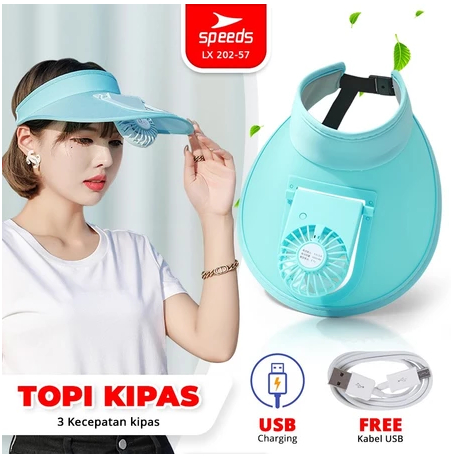SPEEDS Topi Kipas Angin USB Portable Mini Fan Hat Topi Anti Panas Topi Pantai Fashion Traveling 202-