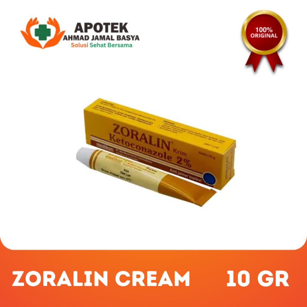 Zoralin 2% Cream 10 g - Obat Jamur Kulit Ketoconazole Krim Anti Jamur, Panu, Kurap, Kadas, Dan Gatal