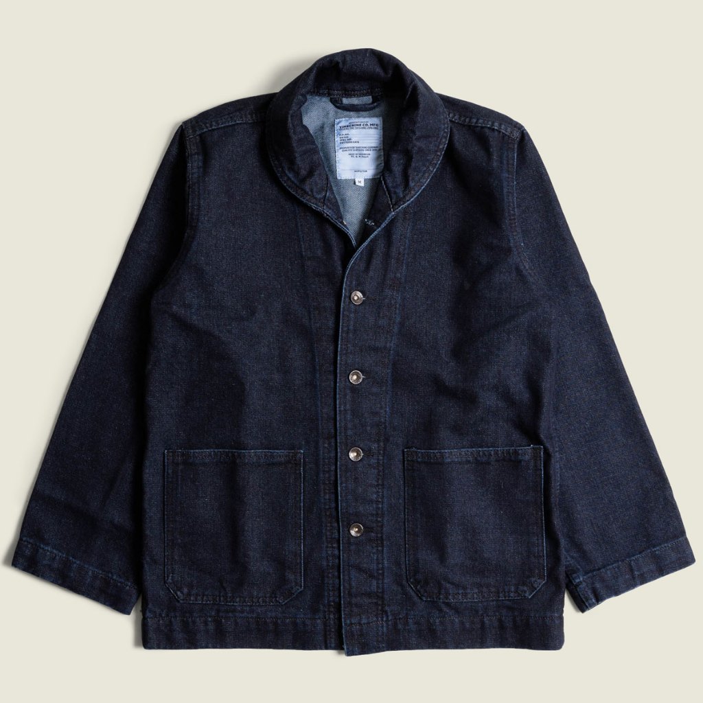 Wheeler Shawl Collar Jacket - 14.5oz Navy Blue Medium Wash