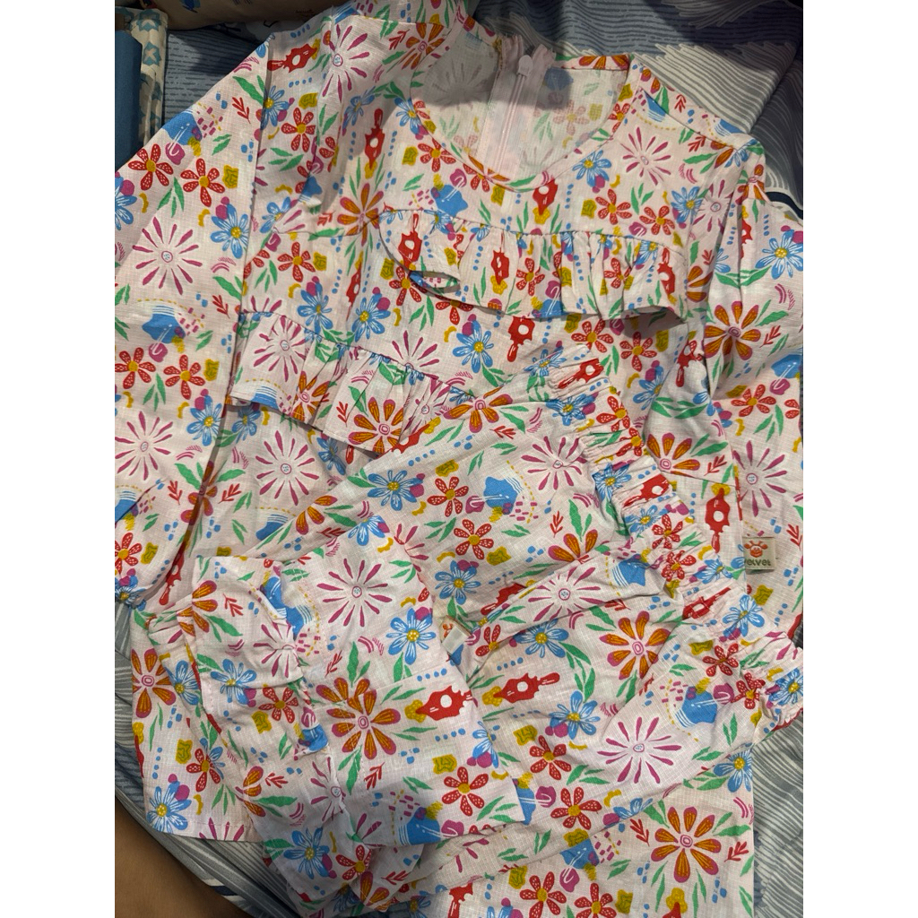 set baju muslim cewe motif size 4 velvet junior