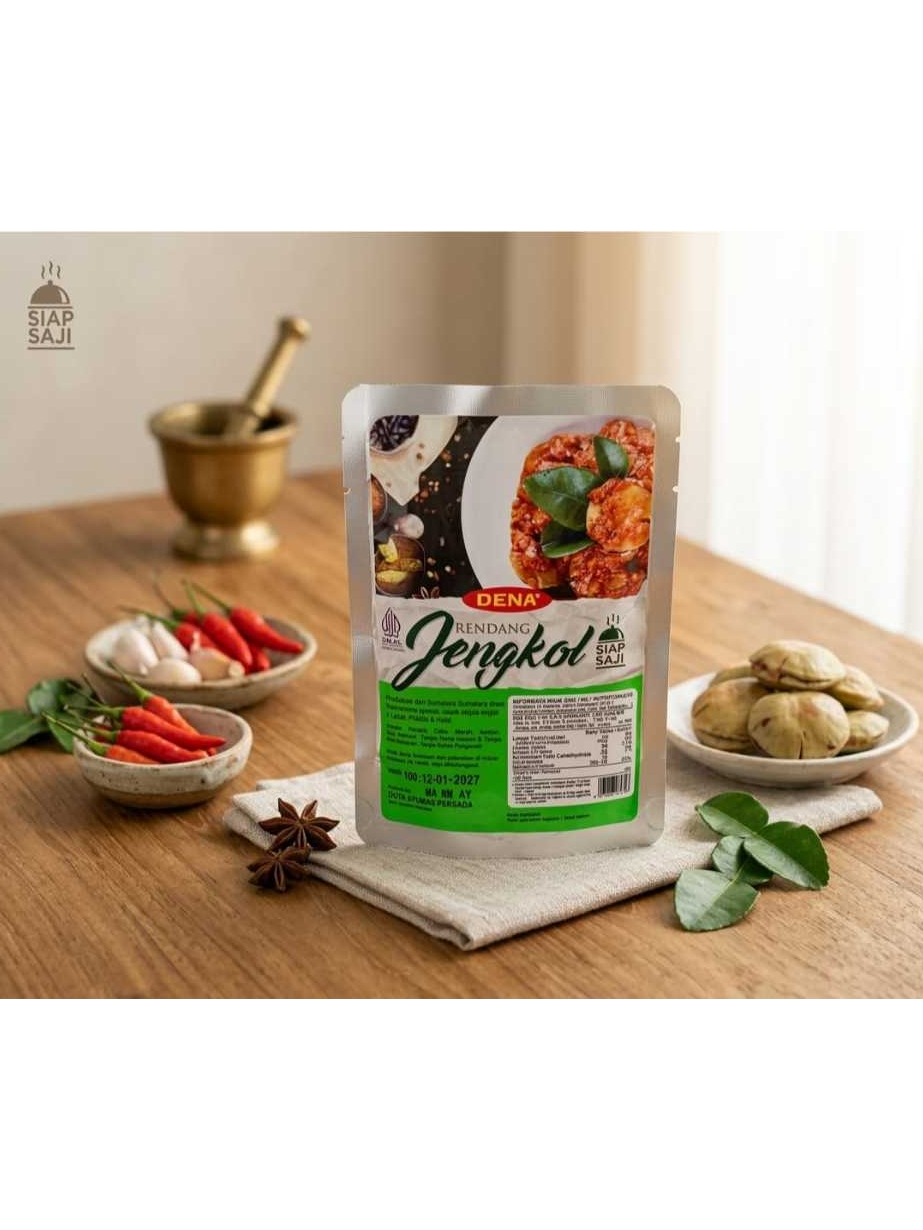 Rendang Jengkol DENA Siap Saji 80g - Lauk Instan Khas Sumatera Tanpa Pengawet & Halal