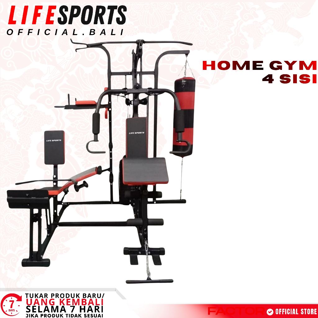 LIFESPORTS - NEW Alat Olahraga Fitness Gym Multi Homegym 4 Sisi Leg Press LS HG 888