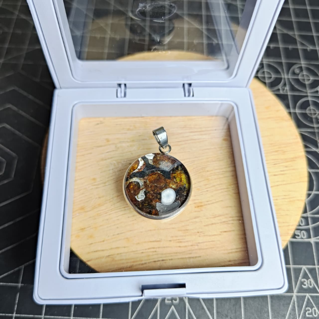 Natural Pallasite kenya Sericho Olive Meteorite 2Cm Pendant Tipe 2 (3)