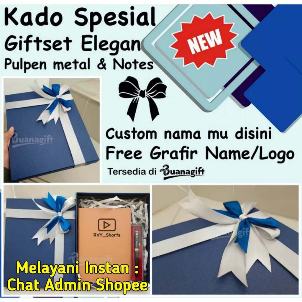 Hampers Gift Box Buku Notes & Pena Aesthetic untuk Kado Ultah / Wisuda - Free Grafir - Buanagift