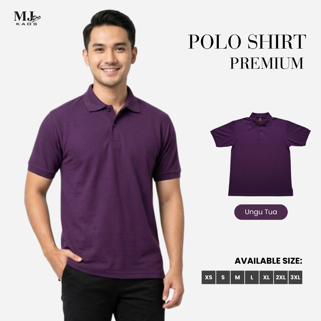 Kaos Polo Shirt Pria UNGU TUA Baju Kerah Ukuran XS S M L XL XXL XXXL